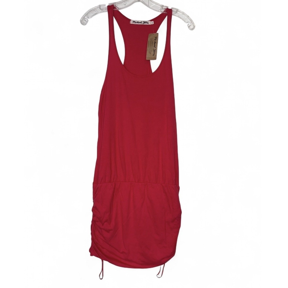 NWT Michael Stars Red Racerback Dress Ruched Hem Cotton Modal Jersey Womens M